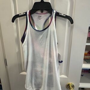 Athleta White Tank Top with Colorful Trim